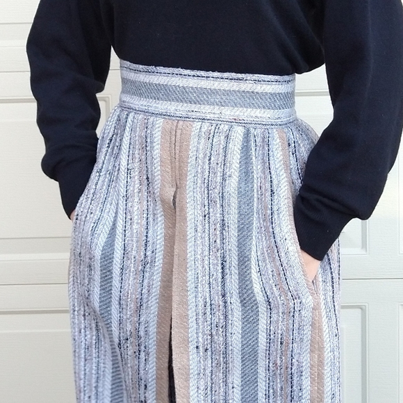 HIGH WAISTED SKIRT 1970's inverted pleat S - Picture 6 of 11